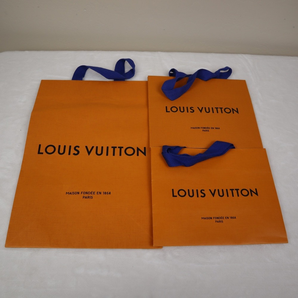 Lot of 3 - Louis Vuitton Authentic Paper Classic Shopping Tote Bag Orange